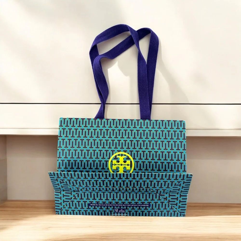 Tory Burch Paper Gift Bag with Fabric Handle‎ Authentic Teal